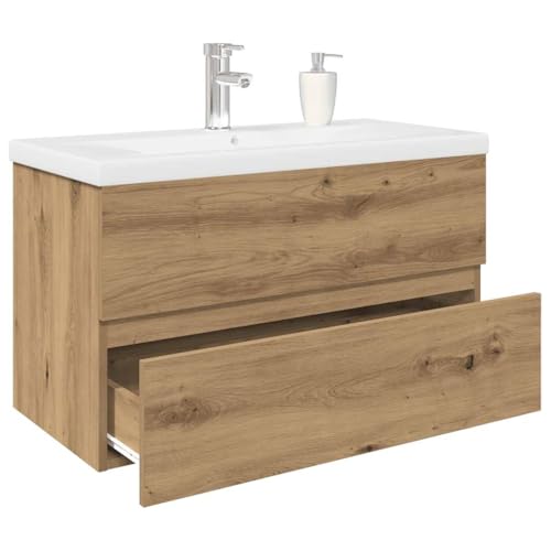 UJCHVHN Waschbeckenschrank mit eingebautem Waschbecken und Wasserhahn, Artisan OakCabinets & Storage Vanity Units Bathroom Vanity Units von UJCHVHN