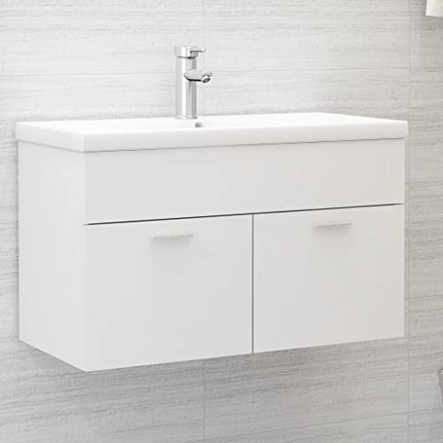 UJCHVHN Waschbeckenunterschrank mit Einbaubecken weiß Engineered WoodSets Badezimmer-Sets von UJCHVHN