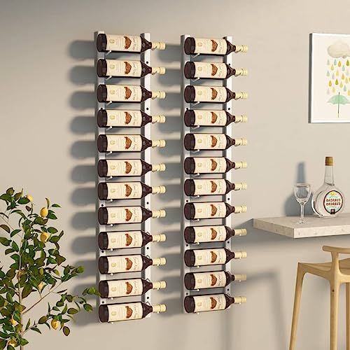 UJCHVHN Weinregal zur Wandmontage, für 12 Flaschen, 2 Stück, weiße Eisenschränke und Weinregale von UJCHVHN