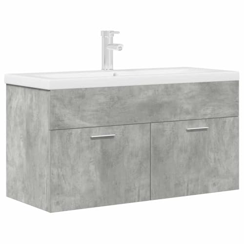Waschbeckenunterschrank mit Einbaubecken und Wasserhahn Beton GreySets Badezimmer-Sets von UJCHVHN