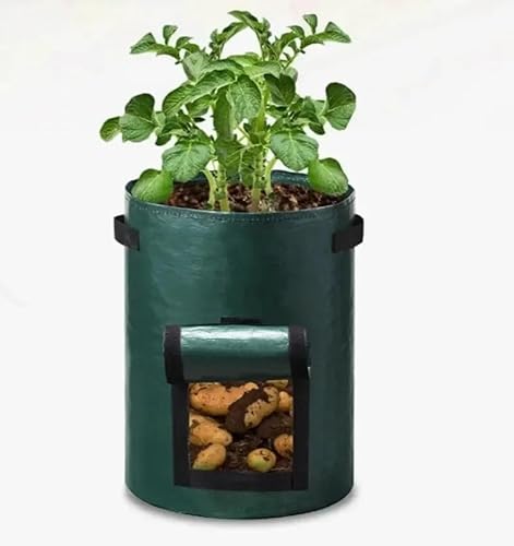 UJEDFHV Pflanzsack Aus Vlies Stof 1PC Garden Potato Grow Bag PE Fabrics Gardening Thicken Pot Vegetables Planter Tub with Handles and Access Flap von UJEDFHV