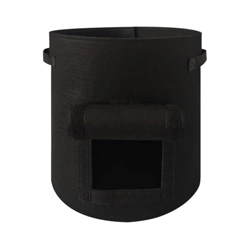 UJEDFHV Pflanzsack Aus Vlies Stof 2PCS Felt Potato Planting Bag Large Diameter Vegetable Plant Seedling Non-Woven Growing Bucket Garden Tool(Black,L 35 40cm 2PCS) von UJEDFHV