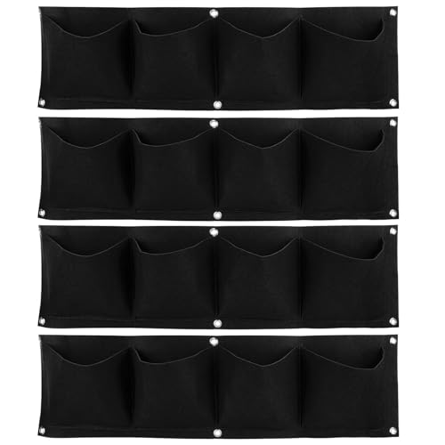 UJEDFHV Pflanzsack Aus Vlies Stof 4Pcs 4 Pocket Plant Grow Bag Wall Mounted Reusable Degradable Felt Garden Planter von UJEDFHV