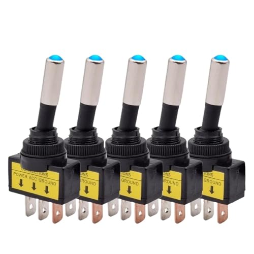 12mm Auto Auto Beleuchteter Kippschalter ASW-15D SPST 2 Position 3pin ON OFF 12V DC Rot Grün Blau Gelb 1Stk(Blue) von UJHANXAT