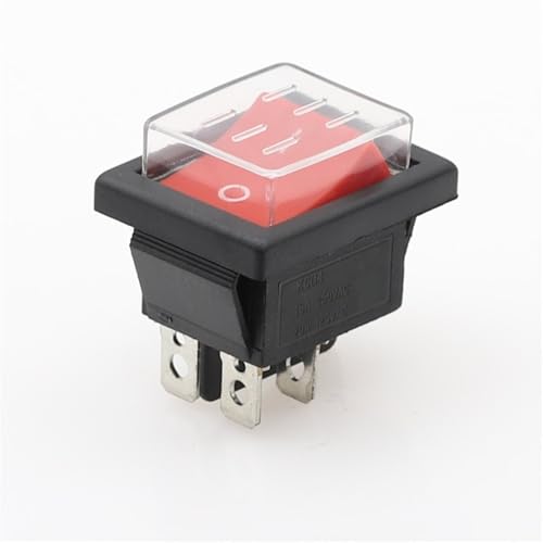 KCD4 Rastender Wippschalter Selbstsichernder Netzschalter DPST I/O 4 Pins 16A 250VAC 20A 125VAC 1St(Red w Cap) von UJHANXAT