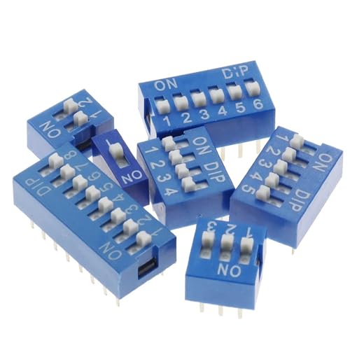Rot/Blau Kippschalter Abstand 2,54 MM DIP Zifferblatt Die Code Schalter 1 2 3 4 5 6 7 8 9 10 12 PIN Schnell Schalter 10Pcs(Blue,10pcs 7p) von UJHANXAT