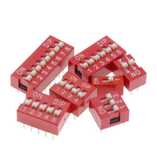 Rot/Blau Kippschalter Abstand 2,54 MM DIP Zifferblatt Die Code Schalter 1 2 3 4 5 6 7 8 9 10 12 PIN Schnell Schalter 10Pcs(Red,10pcs 8p) von UJHANXAT