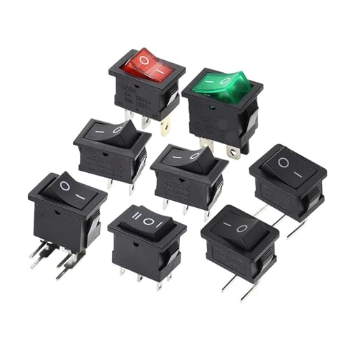 Schalter EIN-AUS KCD1 15 * 21mm 2Pin Schiffstyp Schalter 6A 250V 10A 125V 15X21 Wippschalter Netzschalter 10St(6Pin On-Off) von UJHANXAT