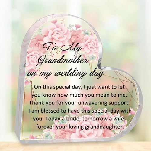 UJIMS Schild mit Aufschrift "To My Grandmother On My Wedding Day", Geschenk für Enkelin, Hochzeitsdekoration, Geschenk für Großmutter der Braut (Großmutter-Desktop) von UJIMS