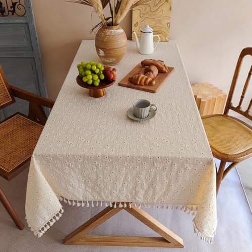 1 Stück, Tischdecke, kleine, frische Tischdekoration im Landhausstil mit Quaste, rechteckige, staubdichte Tischdecke mit Gänseblümchenmuster (90 x 140 cm, hellgelb) von UJNHGQ