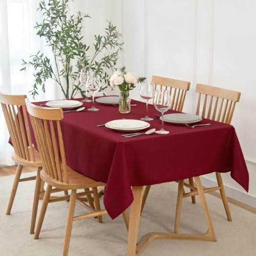 1 Stück, weinrotes Polyester, knitterfrei, waschbar und wiederverwendbar, Tischdecke für Restaurantküchen, Tischdekoration (100 x 150 cm/Weinrot) von UJNHGQ