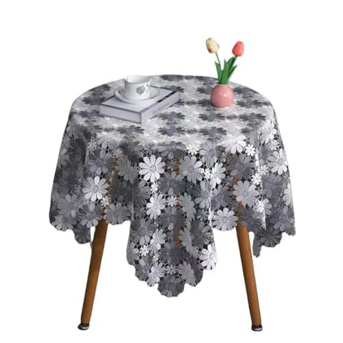Bestickte Tischdecke mit Hohlraum, mehrere Größen, staubdicht und rutschfest, hochwertige Tischdecke mit Langen Streifen, Hohlraum-Tischdecke (130 x 180 cm/weißgrau) von UJNHGQ