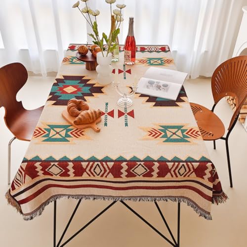 Elegante Tischdecke und Picknick-Tischdecke mit geometrischem Design, ideal für Familienessen, Partys, Veranstaltungen, Festivals, besondere Abendessen (90 x 150 cm/Sucre-T) von UJNHGQ