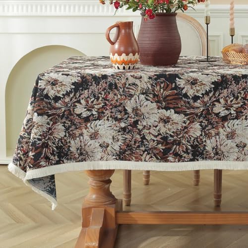 Rote Tischdecke, Exquisite Tischdecken mit Quasten, rustikale Bauernhaus-Tischdecke für Zuhause, Feiertage, Bankette, Esszimmerdekoration (150 x 260 cm/C) von UJNHGQ