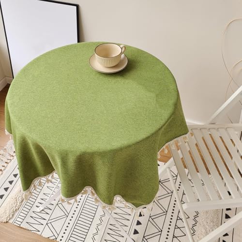 Runde Tischdecke, knitterfrei, waschbar, Polyester, Tischdecke für Küche, Esszimmer, Tischdekoration, rustikaler Außenbereich (90 x 90 cm, grün) von UJNHGQ