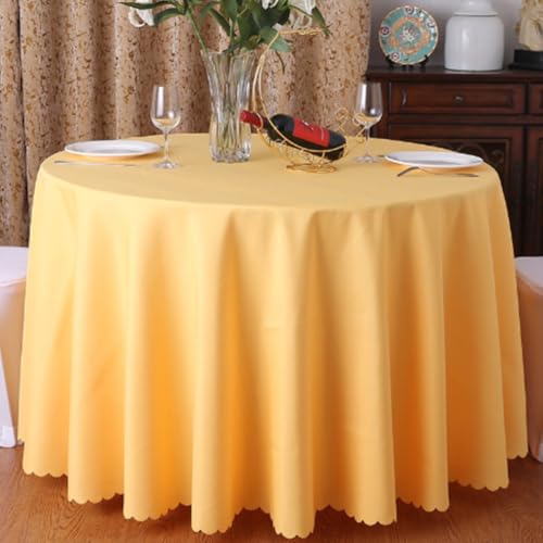 Runde Tischdecke aus Polyester für Restaurants, Hotels und Hochzeitsorte (140 cm rund/Gold) von UJNHGQ