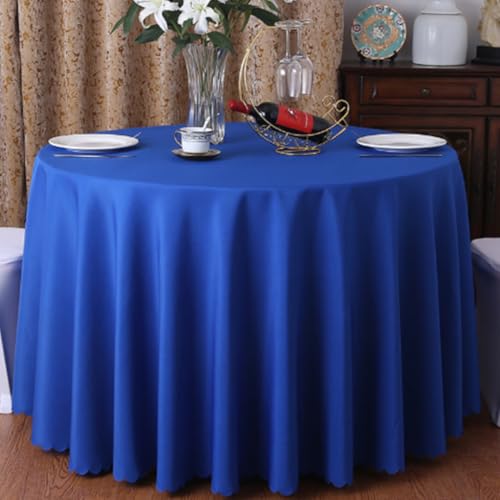 Runde Tischdecke aus Polyester für Restaurants, Hotels und Hochzeitsorte (140 cm rund/blau) von UJNHGQ