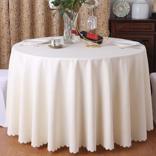 Runde Tischdecke aus Polyester für Restaurants, Hotels und Hochzeitsorte (300 cm rund/Beige) von UJNHGQ
