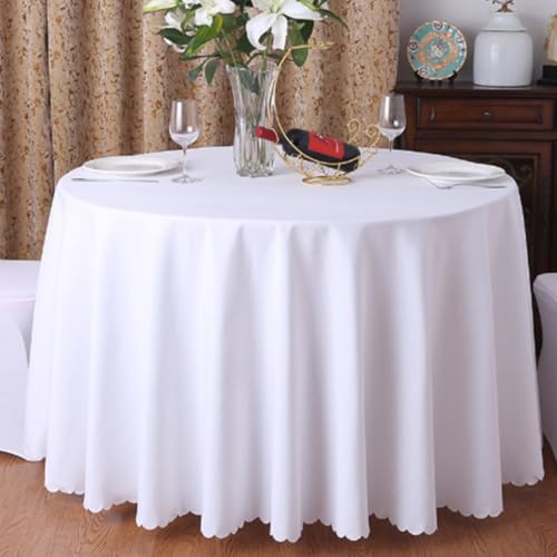 Runde Tischdecke aus Polyester für Restaurants, Hotels und Hochzeitsorte (90 cm rund/weiß) von UJNHGQ