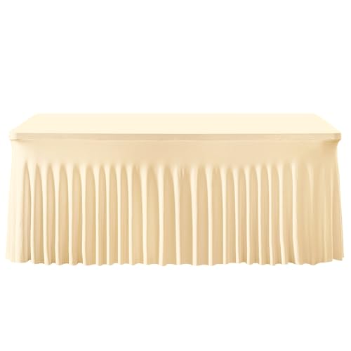 Spandex-Tischdecke, elastische Stretch-Tischdecke für 6-Fuß-Rechtecktische, waschbarer Tischdeckenrock für Hochzeiten, Partys (122 x 60 x 76 cm, 1 Stück Champagner) von UJNHGQ