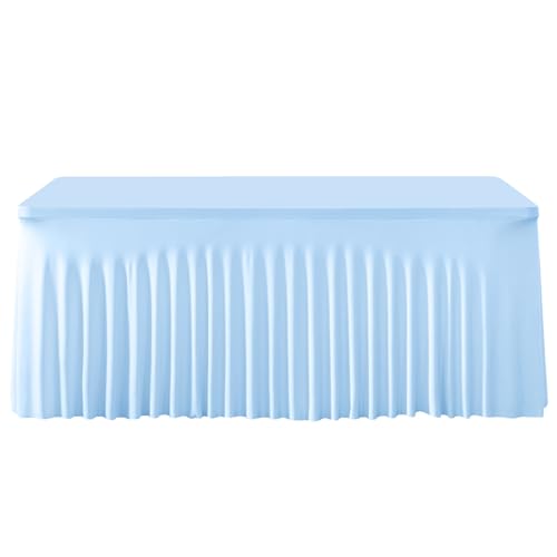 Spandex-Tischdecke, elastische Stretch-Tischdecke für 6-Fuß-Rechtecktische, waschbarer Tischdeckenrock für Hochzeiten, Partys (122 x 60 x 76 cm, 1 Stück blau) von UJNHGQ