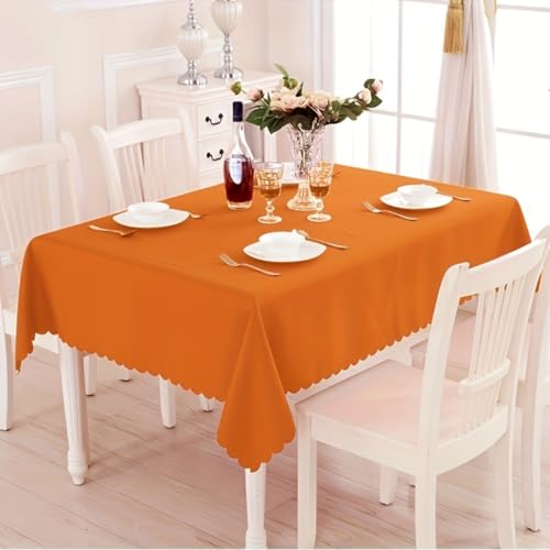 Tischdecke aus 100% Polyester, für Küche, Restaurant, Party, Feiertags-Tischdekoration, einfarbige Tischdecke, Naturstoff (100 x 100 cm/orange) von UJNHGQ