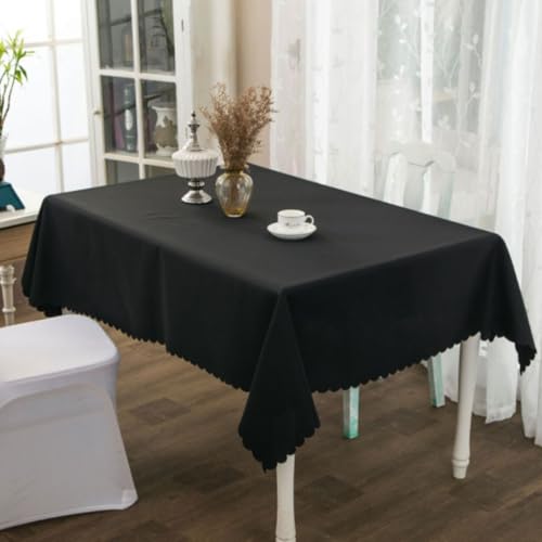 Tischdecke aus 100% Polyester, für Küche, Restaurant, Party, Feiertags-Tischdekoration, einfarbige Tischdecke, Naturstoff (100 x 100 cm/schwarz) von UJNHGQ