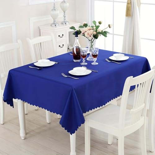 Tischdecke aus 100% Polyester, für Küche, Restaurant, Party, Feiertags-Tischdekoration, einfarbige Tischdecke, Naturstoff (150 x 210 cm/Schatzblau) von UJNHGQ