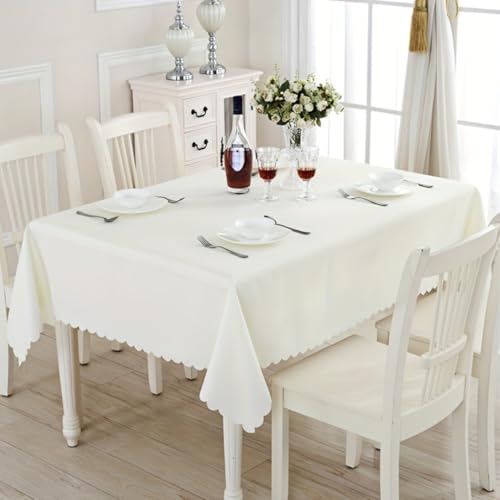 Tischdecke aus 100% Polyester, für Küche, Restaurant, Party, Feiertags-Tischdekoration, einfarbige Tischdecke, Naturstoff (150 x 300 cm/beige) von UJNHGQ