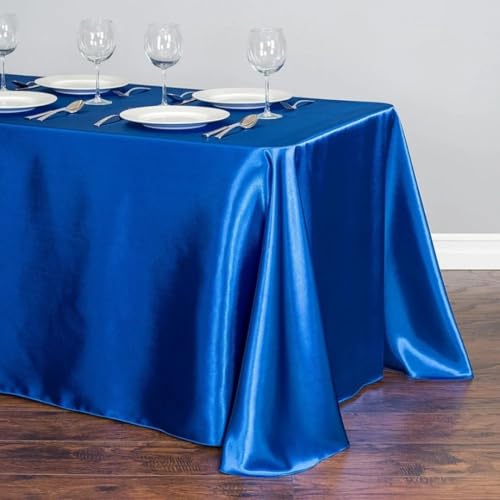 Tischdecke aus Satin, Tischdecke, Überzug für Geburtstag, Hochzeit, Bankett, Restaurant, Festival, Party (145 x 180 cm/blau) von UJNHGQ