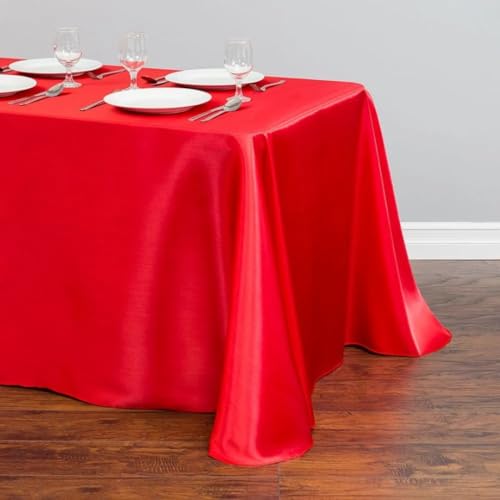 Tischdecke aus Satin, Tischdecke, Überzug für Geburtstag, Hochzeit, Bankett, Restaurant, Festival, Party (145 x 180 cm/rot) von UJNHGQ