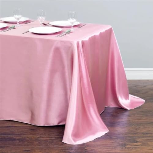 Tischdecke aus Satin, Tischdecke, Überzug für Geburtstag, Hochzeit, Bankett, Restaurant, Festival, Party (145 x 220 cm/Rosa) von UJNHGQ