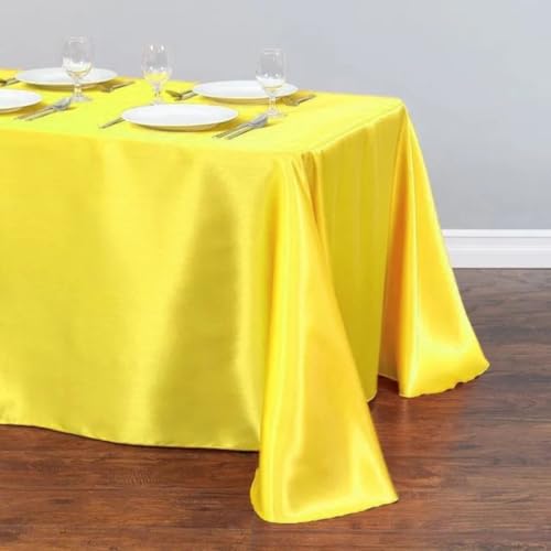 Tischdecke aus Satin, Tischdecke, Überzug für Geburtstag, Hochzeit, Bankett, Restaurant, Festival, Party (145 x 220 cm/gelb) von UJNHGQ