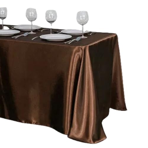 Tischdecke aus Satin, Tischdecke, Überzug für Geburtstag, Hochzeit, Bankett, Restaurant, Festival, Party (145 x 275 cm/braun) von UJNHGQ