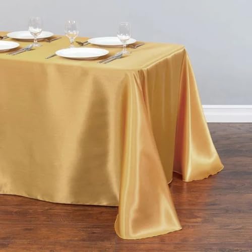 Tischdecke aus Satin, Tischdecke, Überzug für Geburtstag, Hochzeit, Bankett, Restaurant, Festival, Party (145 x 300 cm/Gold) von UJNHGQ