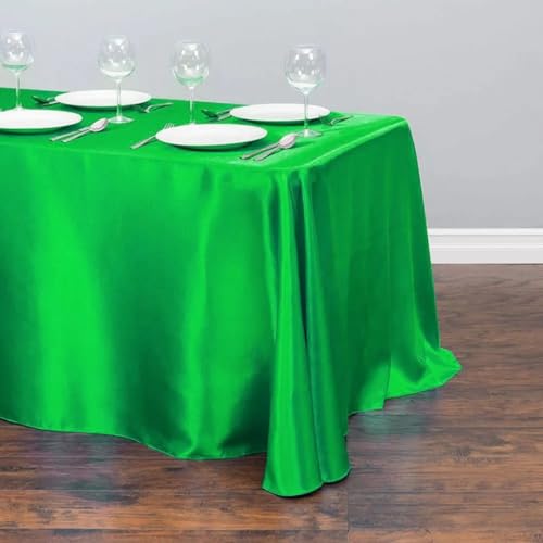 Tischdecke aus Satin, Tischdecke, Überzug für Geburtstag, Hochzeit, Bankett, Restaurant, Festival, Party (145 x 335 cm/Grün) von UJNHGQ