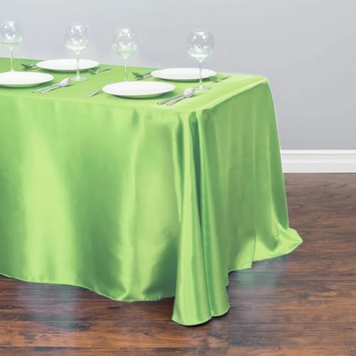 Tischdecke aus Satin, Tischdecke, Überzug für Geburtstag, Hochzeit, Bankett, Restaurant, Festival, Party (145 x 366 cm/Hellgrün) von UJNHGQ