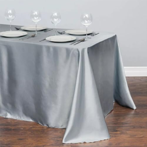 Tischdecke aus Satin, Tischdecke, Überzug für Geburtstage, Hochzeiten, Bankette, Restaurants, Festivals, Partys (145 x 275 cm/Grau) von UJNHGQ