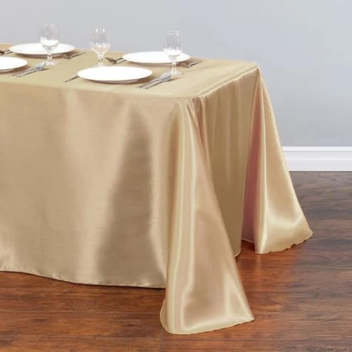 Tischdecke aus Satin, Tischdecke, Überzug für Geburtstage, Hochzeiten, Bankette, Restaurants, Festivals, Partys (145 x 366 cm/Champagner) von UJNHGQ