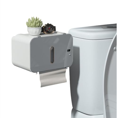 Toilettenpapierhalter Regal Automatischer Papierauslauf WC-Papierständer Wandmontierter Toilettenpapierspender Badezimmerzubehör,automatisch grau von UJNHGQ