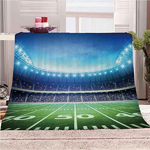 American-Football-Feld Kuscheldecke Flauschig Sportwettbewerb Decke 150x200 Weich & Warme 3D Druck Mikrofaser Flanell Fleecedecke erwachsenes Kind Wohndecke kuscheldecken für Sofa Couch Bett von UJUJU