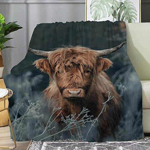 Braune Kuh Kuscheldecke Flauschig Tiere Und Pflanzen Decke 200x220 Weich & Warme 3D Druck Mikrofaser Flanell Fleecedecke Kinder Erwachsene Wohndecke kuscheldecken für Sofa Couch Bett von UJUJU