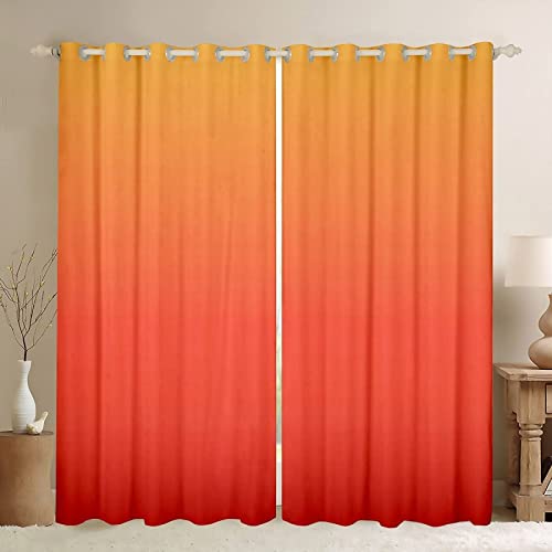 UJUJU Orange Vorhang Blickdicht Verdunklungsvorhänge, Wärmeisolierend Blickdichte Vorhänge Gardinen mit ösen Für Schlafzimmer Wohnzimmer 2 Stück 110x215 cm (BxH) von UJUJU