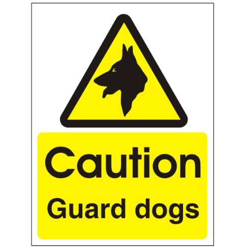 Schild mit Aufschrift"Caution Guard Dogs", 200 mm x 300 mm, starrer Kunststoff (WAG.01F-RP) von UK Safety Store