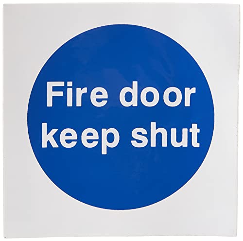 Schild mit Aufschrift"Fire Door Keep Shut", 100 mm x 100 mm, selbstklebend (MAD.01G-SA) von UK Safety Store