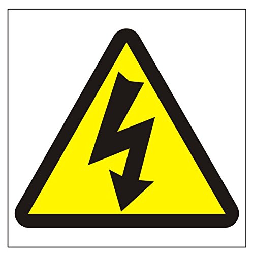 Strom-Symbol-Schild mit weißem Hintergrund, 100 mm x 100 mm, starrer Kunststoff (WAE.16G-RP) von UK Safety Store
