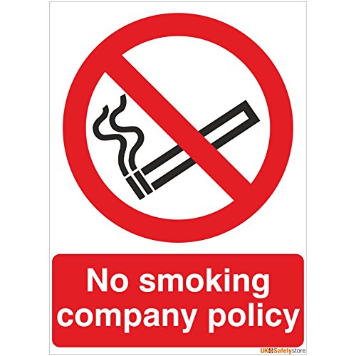 Schild "No Smoking Company Policy", 150 mm x 200 mm, starrer Kunststoff von UK Safety Store