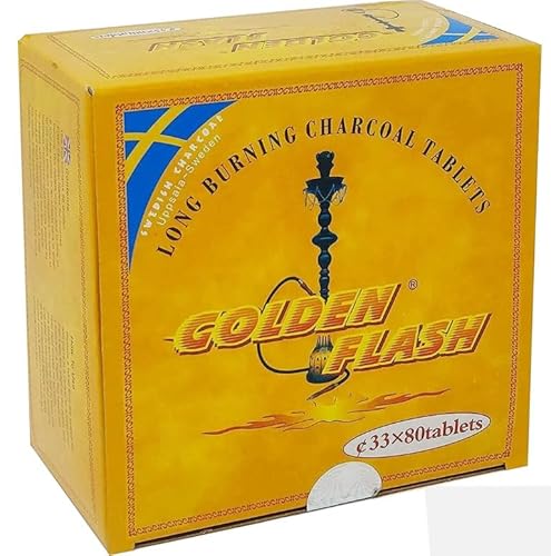 80 Golden Flash Kohletabletten für Shisha | Tabletten sind in 10er Rollen verpackt (Golden Flash Charcoal) von UK-UNIQUE