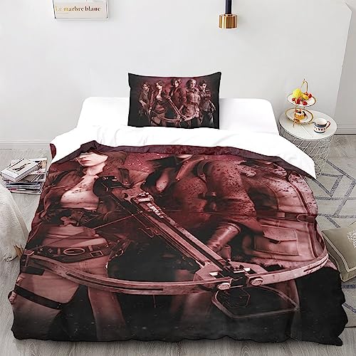 UKALOU Resident Evil Luxuriöses Bettwäsche-Set Für Ultimativen Schlafkomfort - 3-teilig Mit Spielfiguren 3D-gedrucktem Bettbezug Aus Mikrofaser Und Passenden Kissenbezügen Single（135x200cm） von UKALOU