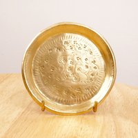 10 cm Teller/Tablett Ringtablett Aschenbecher Pinablage || Vintage Klein Massives Messing Handgefertigtes Graviertes Blumen - Und Löwendesign von UKAmobile